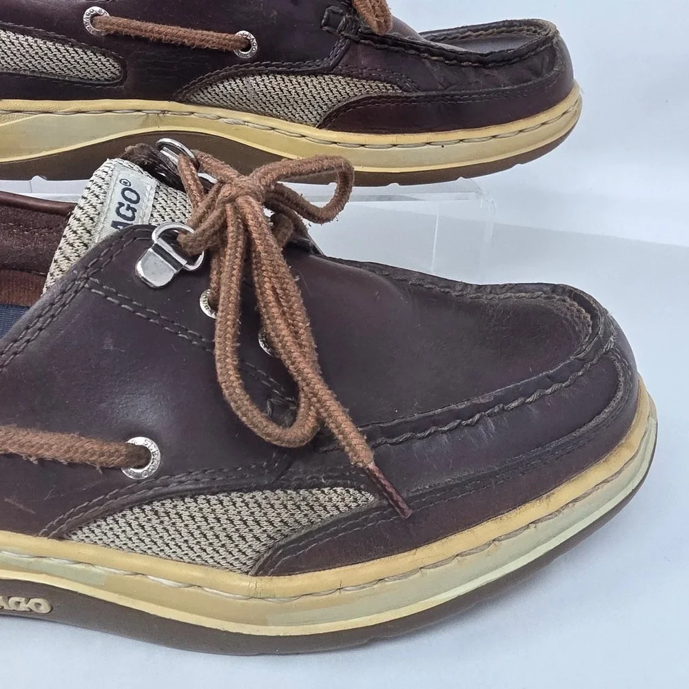 Sebago Clovehitch II Mens 9.5M Boat Shoes Walnut Brown Leather Mesh B24367 Good